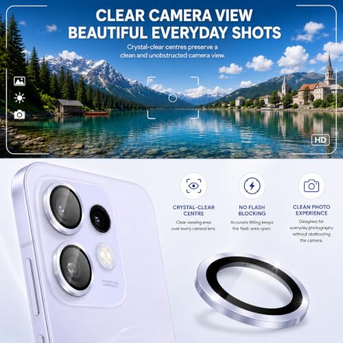 Image of FIRST MART Pink Camera Ring Guard Protector for Oppo Reno 16 | Tempered Glass with Metal Alloy Rings, HD Clear, Scratch Resistant, Case-Friendly | Pack of 1