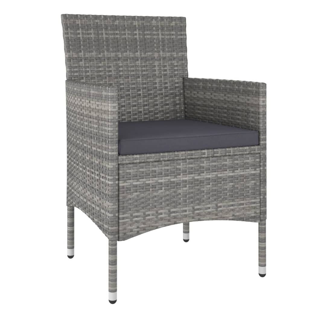vidaXL Ensemble de Bistro Jardin 5pcs Résine tressée Verre trempé Gris