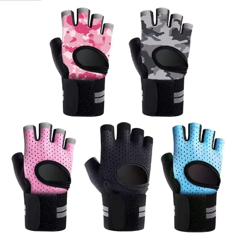 Miniatura 7 de Guantes de entrenamiento ventilados con muñequeras y protección completa de la palma para levantamiento de pesas, fitness, colgar, pesas y uso en el