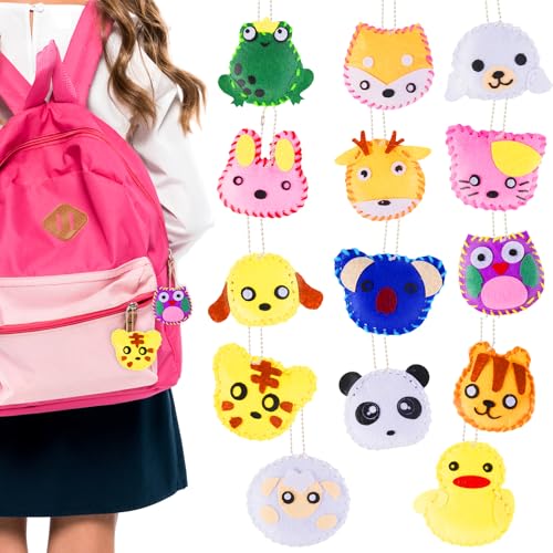 Leikedun Kit Couture Enfant 14 Pièces - Jouet DIY Créatif avec Animaux en Feutre (Chat, Panda, Hibou, Renard) - Cadeau Éducatif pour Filles Garçons 6 7 8 9 10 12 Ans...