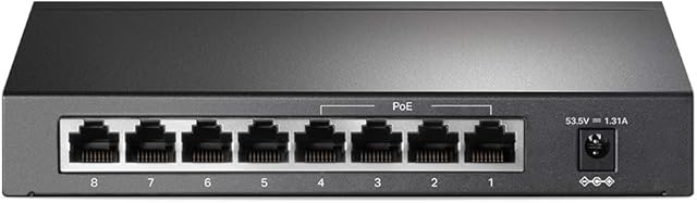 TP-Link PoE Switch 8-Port Gigabit, 4 PoE+ Ports up to 30 W For Each PoE Port and 64 W For All PoE Ports, Metal Casing, Plug and Play, Ideal for IP Surveillance and Access Point(TL-SG1008P)