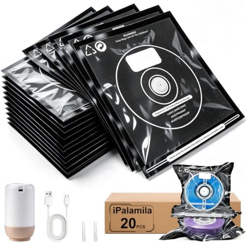 3d Filament Storage Bag Vacuum Kit With Automatic Pump, 20 Pack 32×32cm Filament Storage Bags, Upgraded Suction Valve, R