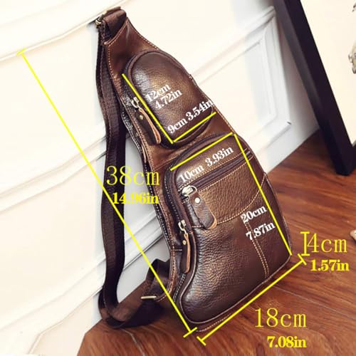 Kpywzer BL000 Vintage Leather Sling Bag Bags For Men Women Backpack Shoulder Messenger Crossbody Outdoor Travel Hiking Camping Tactical Chest Pack Daypack Brown thumb #6