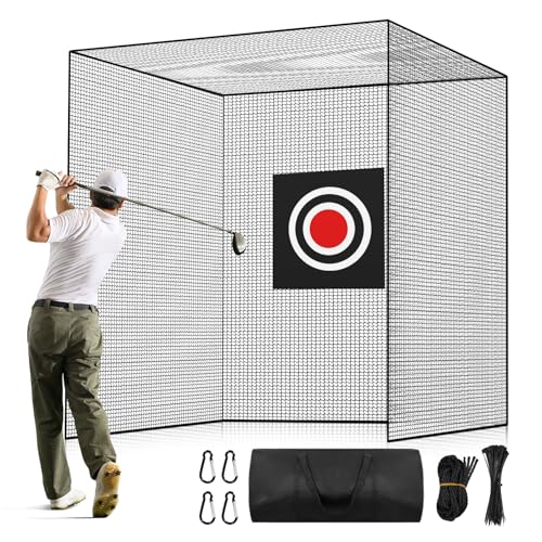 SHANTRA Golf Net Without Frame, 10x10x10ft Golf Batting Cage Netting, Golf Netting with 4 Carabiners and 4 Tie Rope, Golf Practice Net for Indoor, Outdoor, Backyard, Golf Simulator, Impact Screen