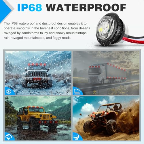 Image of Nilight 3 /4 Inch Dual Color Marker Light Red Brake White Clearance Lights