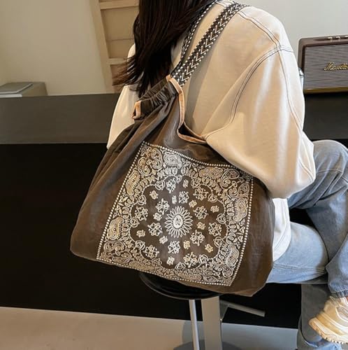 Nylon Tote Bag for Women Large Capacity Shoulder Handbag Stylish Pattern Satchel Purse Causal Travel Hobo Underarm Purse4