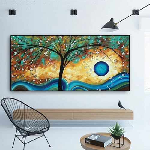 Affiche et impressions peinture à l'huile abstraite arbre vague art mural salon cadre 20x40