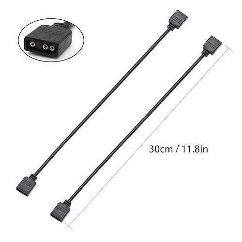 Miniatura 3 de Paquete de 2 cables de extensión ARGB de 11.8 pulgadas, divisor hembra a hembra, sincroniza ventiladores ARGB de PC y serie LED (5V 3 pines)
