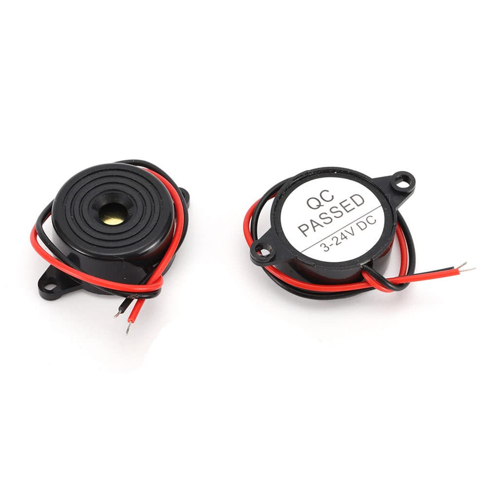 HNHN DC 3-24V HYD-2312 Active Electronic Alarm Buzzer Sounder with Lead Wire, Electronic Alarm Buzzer 2PCS, Black