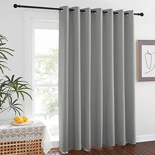 Image of NICETOWN Silver Grey Room Separating Divider, Room Divider Curtain Screen Partition, Function Thermal Blackout Patio Door Curtain, Sliding Door Insulated Curtain for Patio, 8.3ft Wide x 11ft Long
