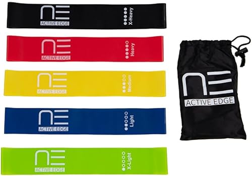 Active Edge Bandas de resistencia de látex, equipo de ejercicio de primera calidad para entrenamientos de gimnasio en casa  Juego de bandas de