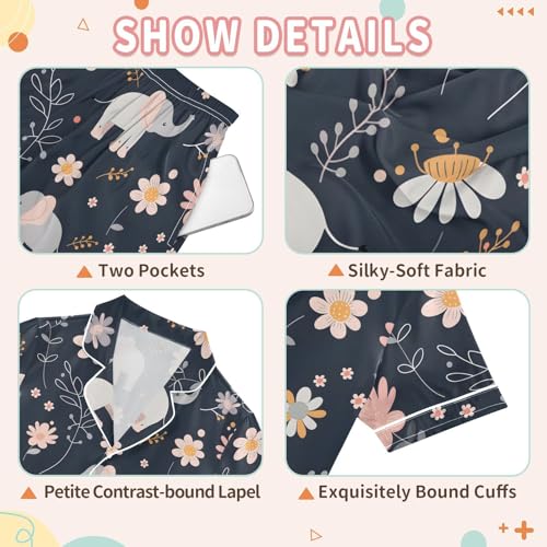 Animal Elephant Flower Cute Pajamas Set Summer Button Down Sleepwear Pjs Sets Comfy Loungewear3