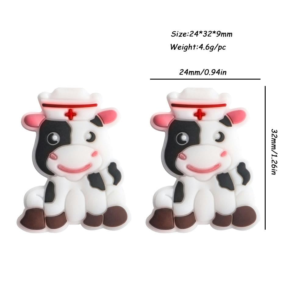 10 pz 5 perline focali in silicone a forma di mucca all'ingrosso
