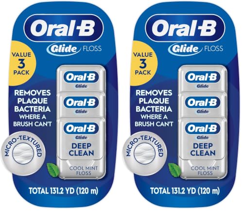 Image of Oral-B Glide Pro-Health Dental Floss, Cool Mint, 40 M, 3 Count | Deep Clean | Pack of 2