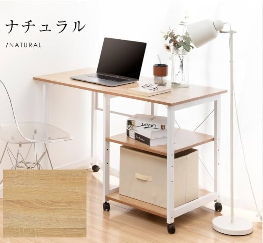 パソコンデスク3段シェルフ付 オフィスデスク簡易デスク木製 ミシン台【ホワイト】 パソコンデスク3段シェルフ付 オフィスデスク簡易デスク木製