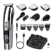 Produktbild AYITOO Haarschneidemaschine Herren USB Haars Trimmer Set Profi Akku Haarschneider Haartrimmer Bartschneider Bart-Körperhaarschneider, LED Display Haarscherer für Kinder Männer, Wasserdicht 11 In 1