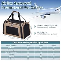 Petsfit Transportbox Katze kleine Hunde leicht Hundetasche Flugzeug für kleine Hunde Katzen Transporttasche Hundetragetasche,Tragetasche Hund Flugtasche mit Schutzgurt & erweiterbare Matte, S/Khaki – Ansicht 2