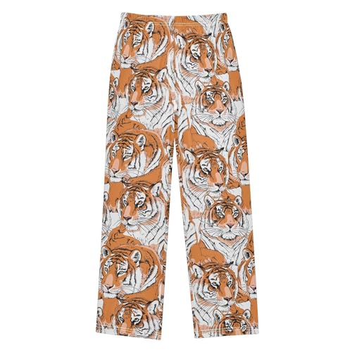 ZZXXB Tigers Print Boys Long Pants Soft Trousers Elastic Waist Kids Lounge Bottoms with Pockets S-XL