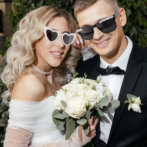 Just Married Decorations Bride And Groom Sunglasses for Just Married Wedding Party Decorations Wedding Sunglasses Accessories White And Black4
