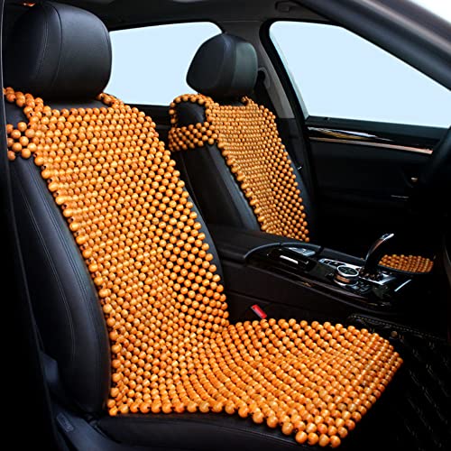 HomDSim Wood Beaded Auto Car Bead Seat Cover,Natural Wooden Bead Cool Refreshing Back Massaging Comfort Cushion Mat,Premium Quality Universal for Car Truck on Summer