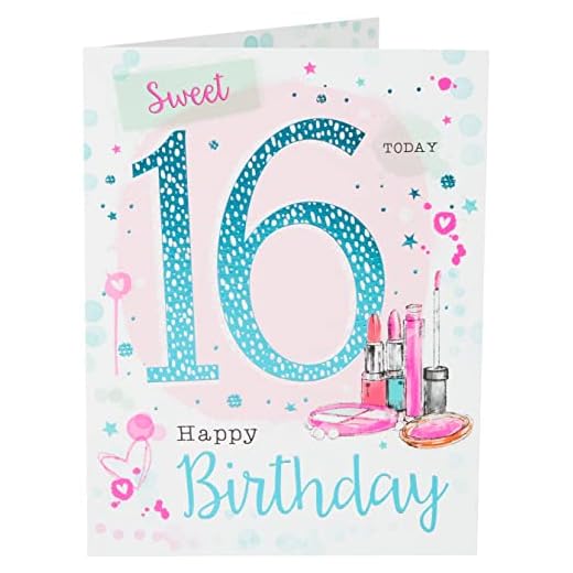 Piccadilly Greetings Tarjeta de cumpleaños juvenil tradicional, edad 16 F, 8 x 6 pulgadas, color azul cadete