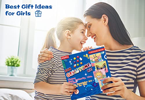 Iharpro Sun Gemstone Kit For Kids, 4 Animal Themes Window Gem Painting Art Suncatchers Kit Diamond Painting Arts And Crafts For Girls Ages 8-12 - Best Tween Gift Ideas For Girls #TOP4