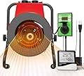 Buyplus Greenhouse Heater, 1500W Portable Outdoor Heaters with Digital Thermostat, Overheat Protection and 3S Fast Heating, Electric Space Heater for Patio, Garage, Grow Tents, Flower Room, Red