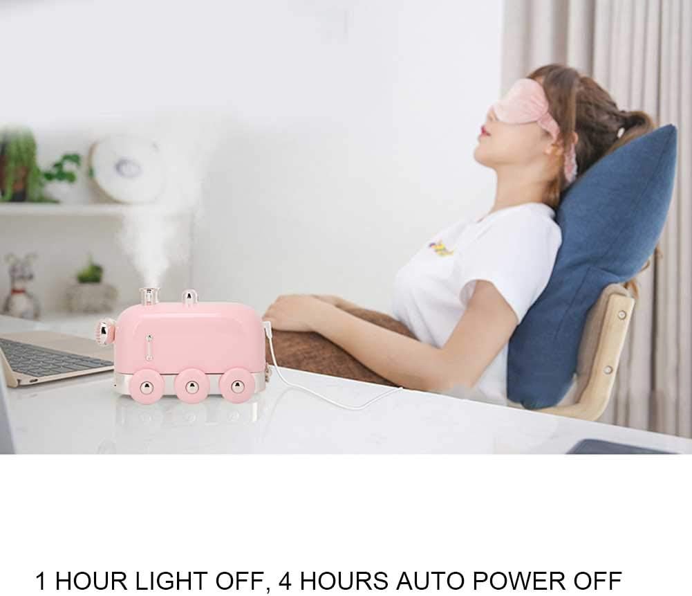 Cool Mist Humidifier, Ultrasonic Train Shape 300ml Colorful Light Small Humidifier, for Bedroom Living Room(Impression powder)