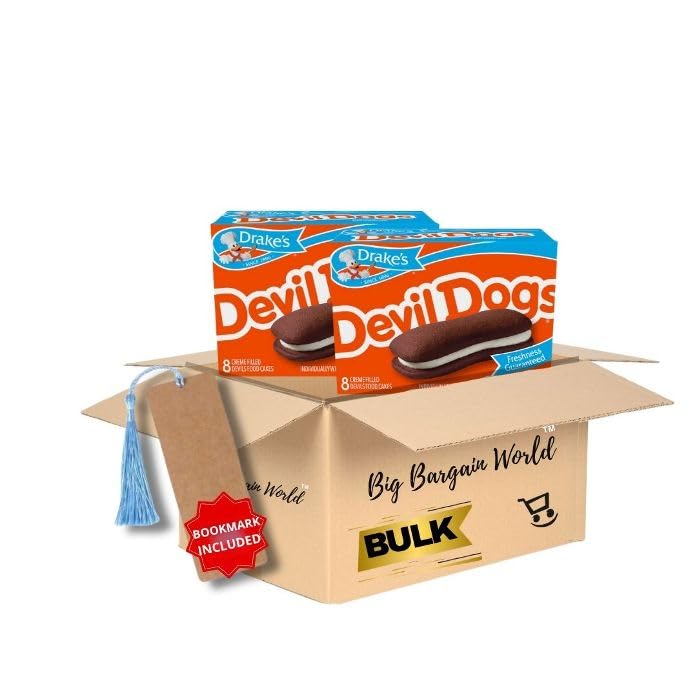 Devil Dog 2 Snack Treat Chocolate Creme-Filled Cakes, Bulk Pack 2 Pack Ideal for snacks, individually packed to share and take to school or work. Bonus Bookmark.