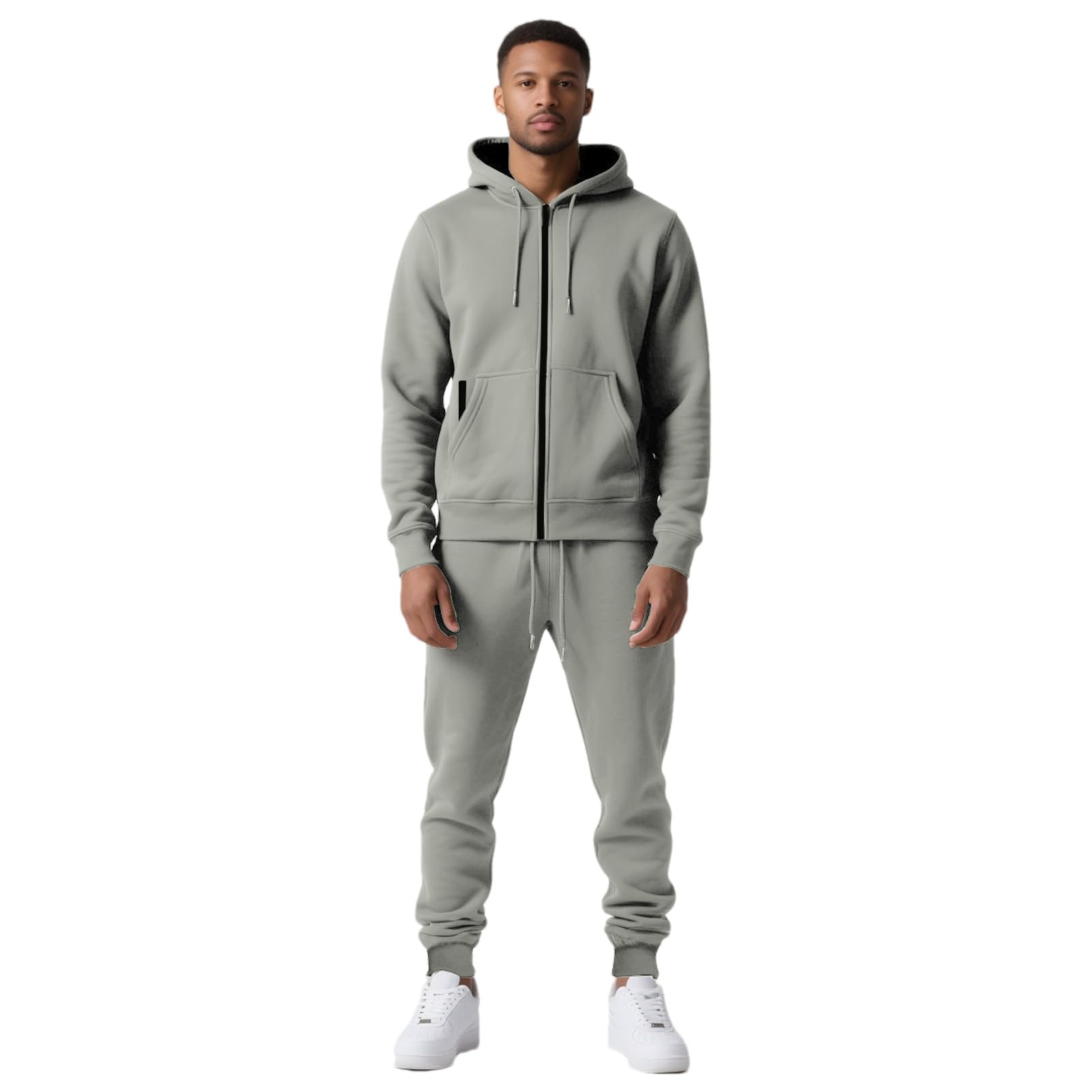 amropi Conjunto de Chándal para Hombre Cremallera Chaqueta con Capucha y Jogging Pantalones 2 Piezas