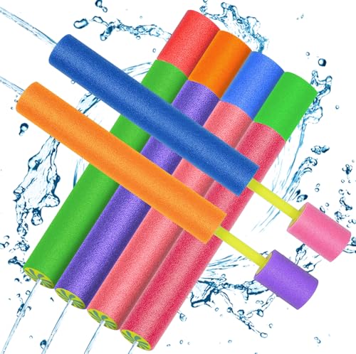 6 Stück Wasserpistole Kinder 38cm Schaumstoff Wasserpistolen Wasserpistole Schaumstoff Kinder Bunt Wasserspritze Wasserspielzeug Wasserspielzeug für Pool Strand Spiele (A)