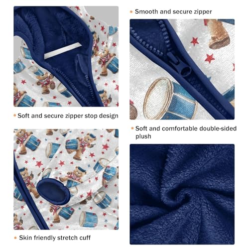 Bear Drums Toddler Fleece Jacket Baby Boys Hooded Zipper Long Sleeve Thick Warm Outerwear 3-10 Years3