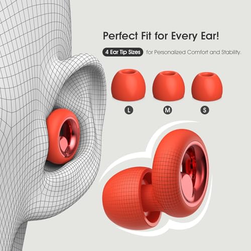 Image of Reusable Ear Plugs for Sleeping, Noise Reduction Silicone Earplugs with Acoustic Filter, Soft Hearing Protection for Concerts, Flights, Snoring, Work, Study and Everyday Noise Reduction (Light Red)