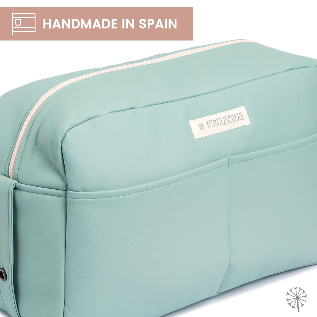 MIMUSELINA Bolso Carrito Polipiel | Bolso Carro Bebe Impermeable de Gran Capacidad | Organización total con 7 bolsillos | Uso en hombro o cochecito sin necesidad de ganchos | Hecho en España