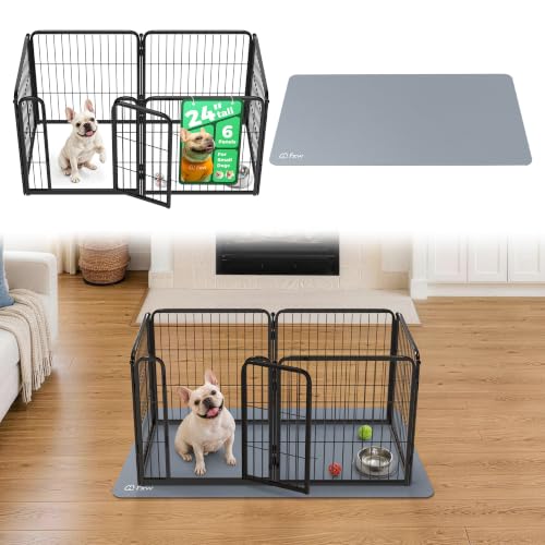 Image of FXW Homeplus Indoor Dog Playpen with Floor Protector Mat, 24 inchH 6 Panels
