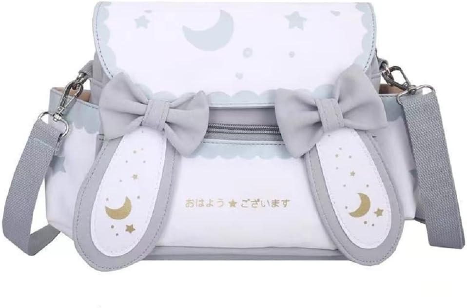 Japanese Kawaii Bunny Ear Backpack with Cute Manga Girl School Backpack Book Bag Satchel Student Teen JK (Small, Black)
