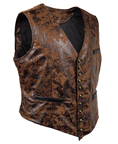 bslingerie Mens Steampunk Faux Leather Cowboy Waist Coat Vest2