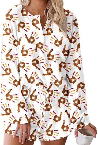 Image of Roshop Easter Pjs Women Ruffle Long Sleeve Sets Cute Rabbit Holiday Bunny Pajamas
