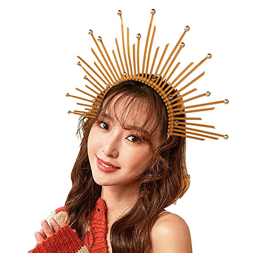 YJZQ Women's Halloween Halo Crown Headwear With Balls Golden Headband Goddness Headress for Carnival Show Role Play Masquerade Parties Headpiece Accessories - Image 2
