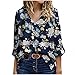 Produktbild Hevoiok Heiß Herbst Chiffon Shirt Damen Langarmshirt Mode V-Ausschnitt Blumen Blusentop Oberteile Langarm Top Bluse T-Shirt mit Gürtel (Blau, XL)