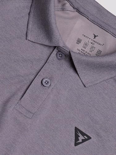 Image of TECHNOSPORT Men's 100% Polyester Slim Fit Self-Design Half Sleeve Polo T-Shirt with Double Cool, SPF50+ Properties for Gym, Workout 7 Regular Use