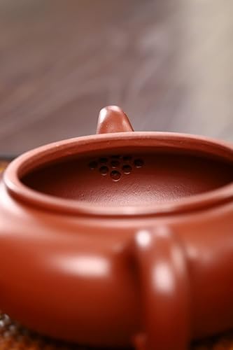 Miniatura 5 de Tetera de arcilla de 8 onzas, tetera china Zisha, juego de té Dahongpao Mud Kungfu para preparar té suelto (Fanggu, rojo)