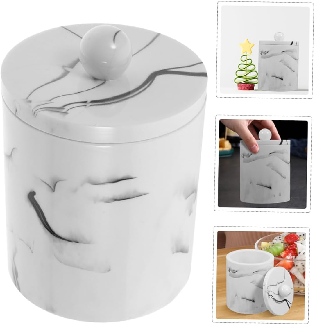 2pcs Marble Cotton Swab Holder and Toothpick Organizer Storage Box with Lid for Bathroom Decor Compact and Convenient Design Ink