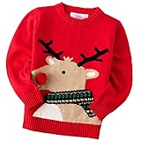 Velius Girl's Long Sleeve Knit Elk Christmas Sweater Tops (5-6 Years, Reindeer #6)