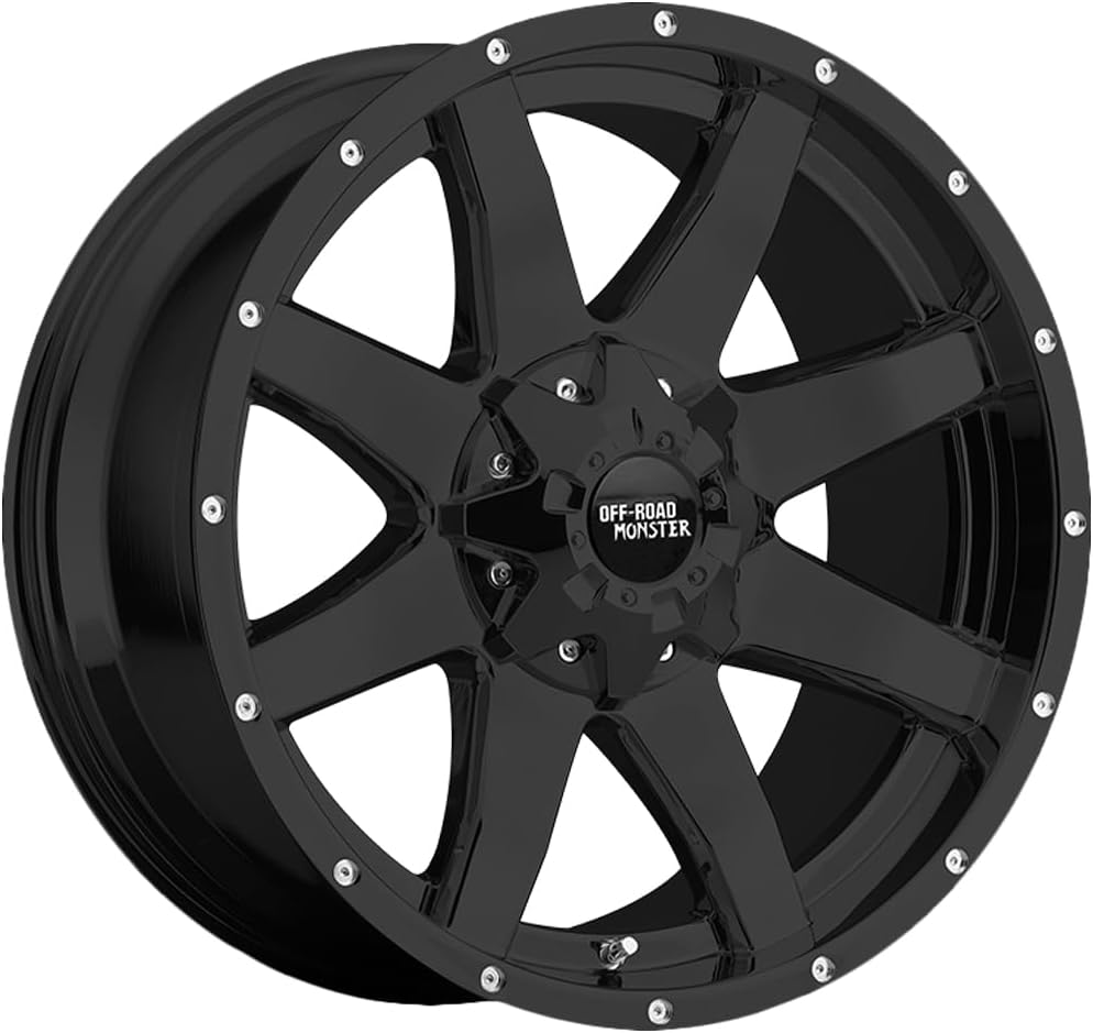 Off Road Monster M08 20 Black Wheel / Rim 6x135 & 6x5.5 with a 0mm Offset and a 106.4 Hub Bore. Partnumber M08060702B