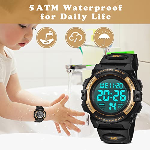 Image of Kids Watch,Boys Watch for 3-15 Year Old Boys,Digital Sport Outdoor Multifunctional Chronograph LED 50 M Waterproof Alarm Calendar Analog Watch for Children with Silicone Band,Kids Gift