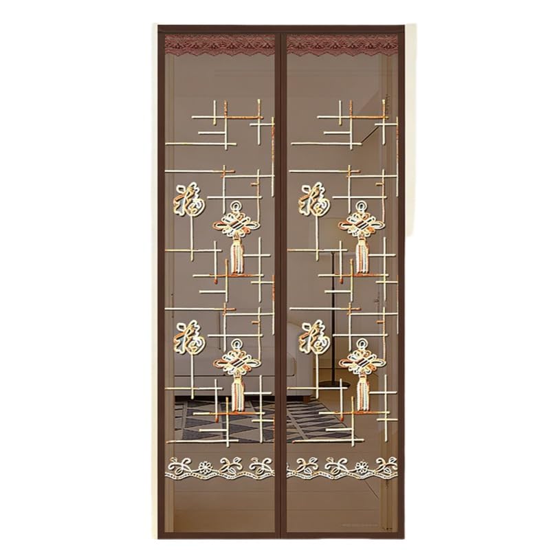 Moustiquaire porte magnétique Hiseng rideau anti mouche broderie 140x220cm