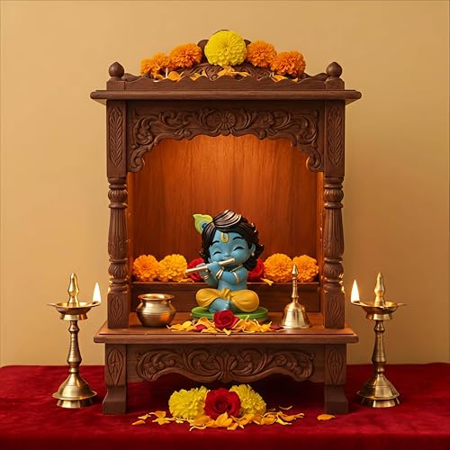 Image of Bal Roop Idol Laddu Gopal Lord Krishna 2.5 Inch Murti - Resin Krishna Statue for Car Dashboard, Home Temple & Office Desk Decor, Spiritual Showpiece for Pooja, Festive Gift & Home Decoration