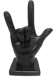 I Love You Hand Sculpture Color Black Tabletop & Shelf Decor Statue Gift for Holiday Christmas Anniversary Birthday Valenentine Day