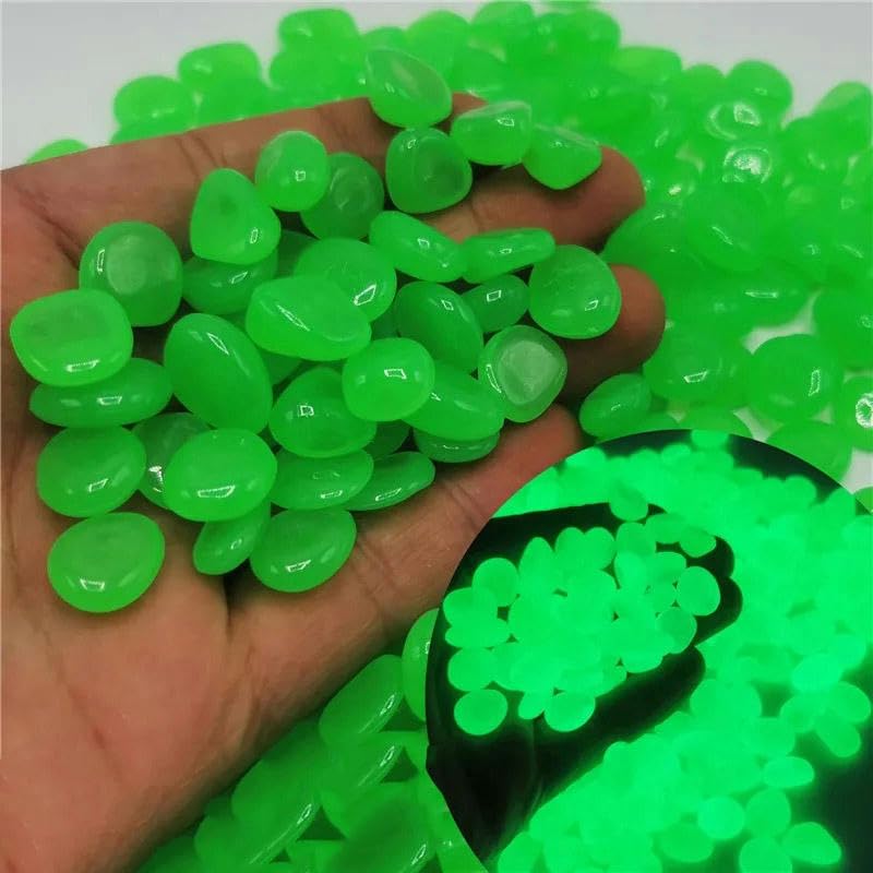 300/500 pezzi di ciottoli decorativi da giardino, pietre luminose che brillano al buio, ciottoli decorativi per acquari da esterno, decorazione per acquari-500 pezzi-YX verde